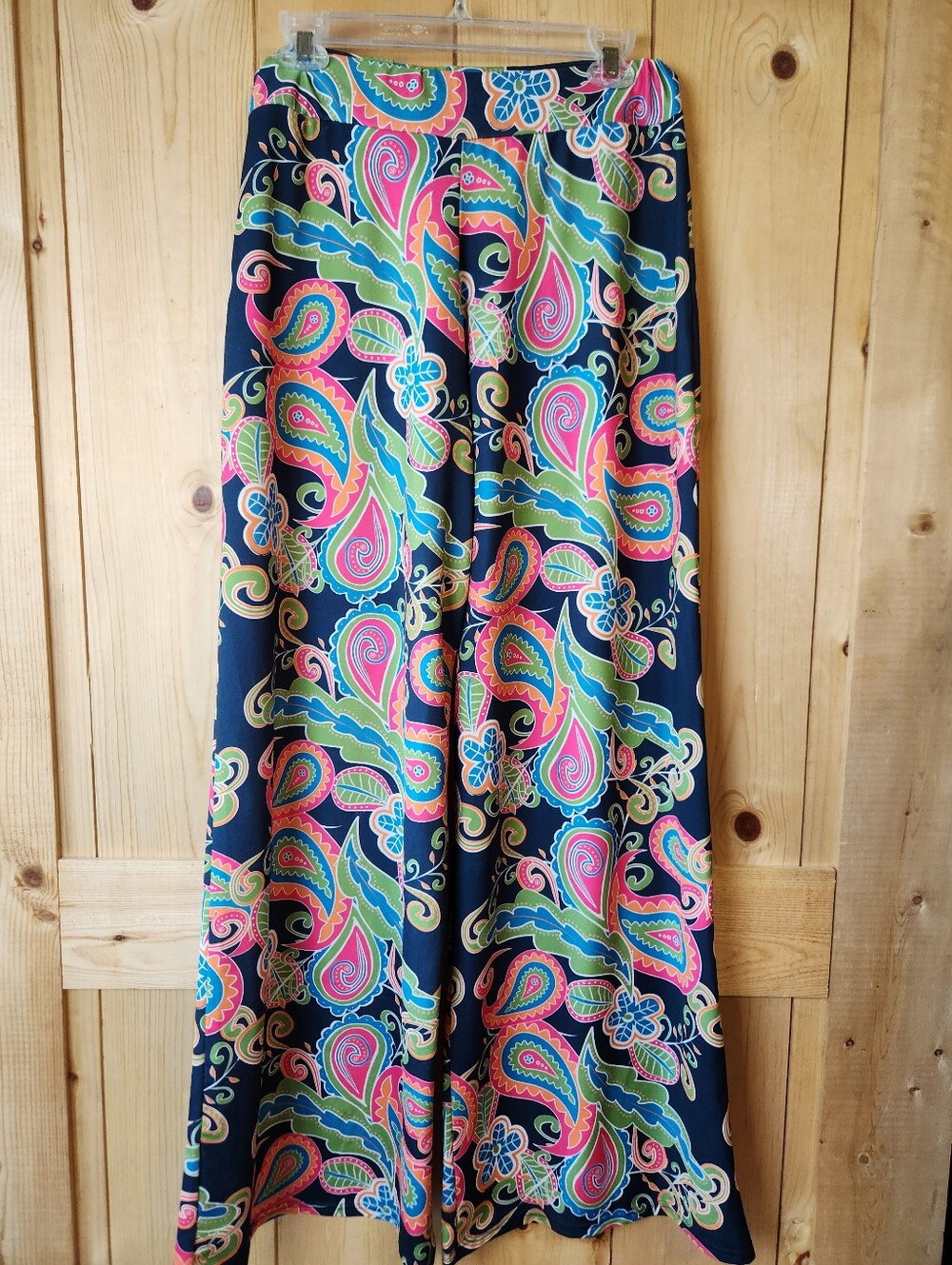 Lolly Wolly Doodle Paisley Print Wide-Leg Boho Pull-On Palazzo Pants
